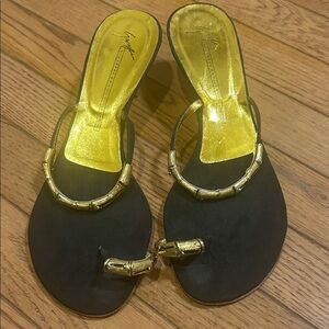 Giuseppe Zanotti Black and Gold Sandals (original $950)